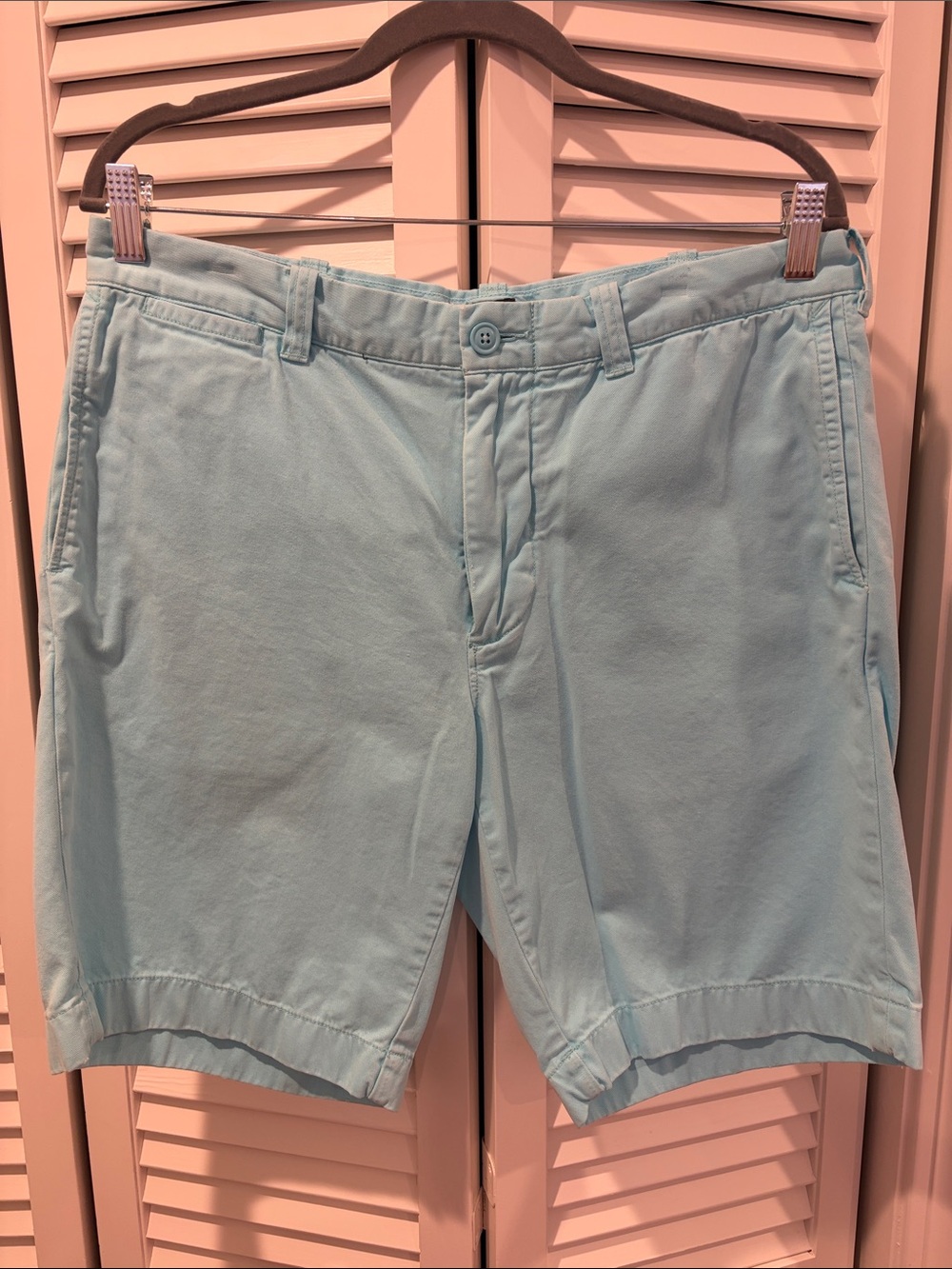J. Crew Men's Light Blue Flat-Front Cotton Shorts